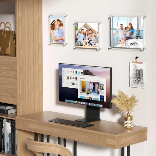Miniatura 4 de AITEE Paquete de 2 marcos de fotos acrílicos de 8 x 10 pulgadas, marcos de fotos transparentes para pared, modernos sin marco, cubos cuadrados