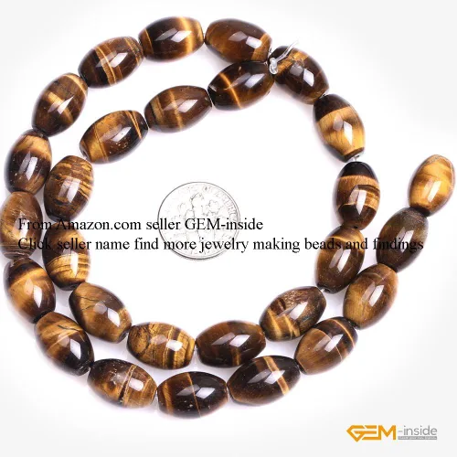 Miniatura 3 de GEM-insid - Cuentas sueltas de ojo de tigre, cuentas sueltas de energía natural para hacer joyas, 0.394 x 0.551 in, Olivary de 15 pulgadas