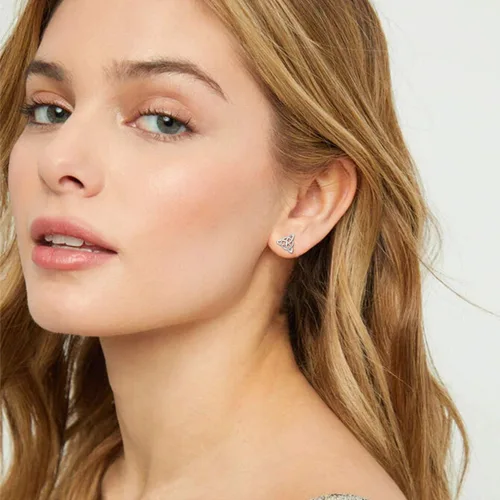 Miniatura 5 de ChicSilver Aretes de nudo celta hipoalergénicos de plata de ley 925 con forma de corazóntriángulo, joyería celta para mujer, plataorooro rosa
