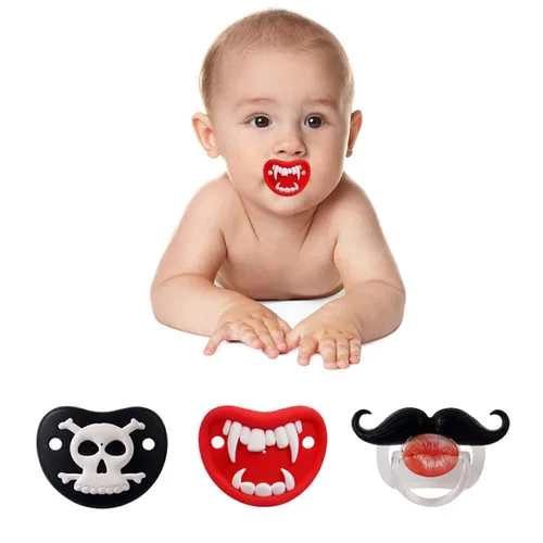 Miniatura 9 de ROBBEAR Chupete divertido para bebé, lindo bigote Binkies, dientes grandes falsos Binky Bucktooth, chupetes de Halloween para bebés de 0 a 36 meses