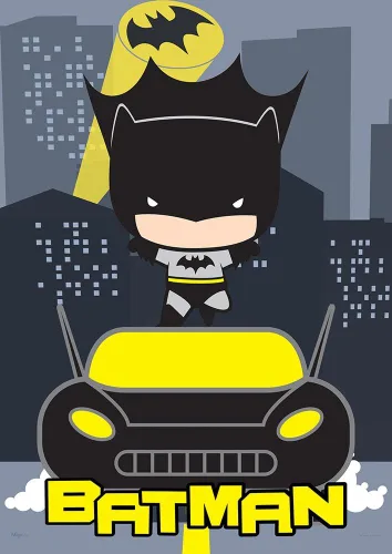 MIGHTYPRINT DC Comics - Batman - Liga de la Justicia - Chibi - Arte de pared duradero de 17 x 24 pulgadas, no hecho de papel, coleccionable con Negro