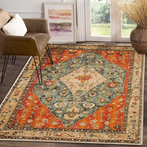 Miniatura 53 de COMSLE Alfombra bohemia de 2 x 3 pies, lavable a máquina, para entrada, lana sintética, alfombra pequeña, envejecida, antideslizante