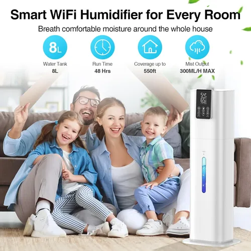 Miniatura 2 de Smart Humidifiers Large Room Bedroom Home,2.11Gal(8L) Quiet Top Fill Cool Mist Humidifier,Smart App & Remote Control, 3 Speed Humidifier with White
