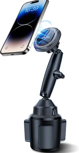 EXELIQ Soporte magnético para portavasos Magsafe, potente imán N54 flexible de triple pivote para automóvil, Tesla, camión, SUV, compatible con