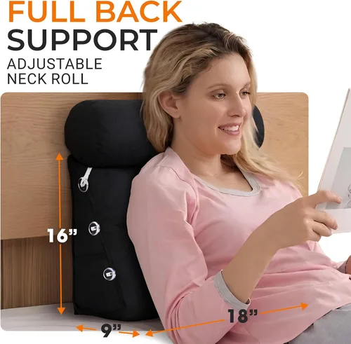 Miniatura 4 de Cheer Collection Almohada de cuña de lectura, almohada de lectura de cuña ajustable con soporte para el cuello, almohada de respaldo rellena
