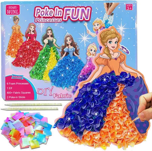 JRD&BS WINL Kit de Arte Divertido para Pinchar para Niños Edad 3-12 Años Princesas 3D Creativas para Niñas Regalos de Cumpleaños para Niños de 3 4 5