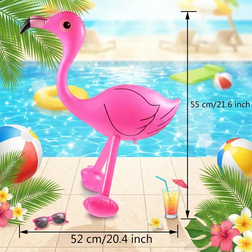 Miniatura 3 de Yaomiao 6 piezas de decoración de fiesta de flamencos en la piscina, 22 pulgadas, inflables de flamencos rosados, juguetes para cumpleaños de Luau