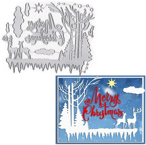 Miniatura 7 de Estivaux Troqueles de muñecos de nieve y árboles de Navidad para hacer tarjetas, juegos de troqueles de nieve de corte para vacaciones de invierno