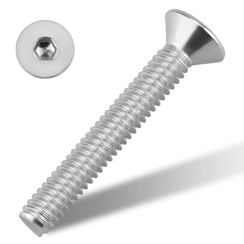Miniatura 10 de Tornillos de cabeza avellanada plana 1/4-20 x 1, cobertura completa de rosca de máquina, unidad hexagonal Allen, acero inoxidable 304 18-8 SS, 25