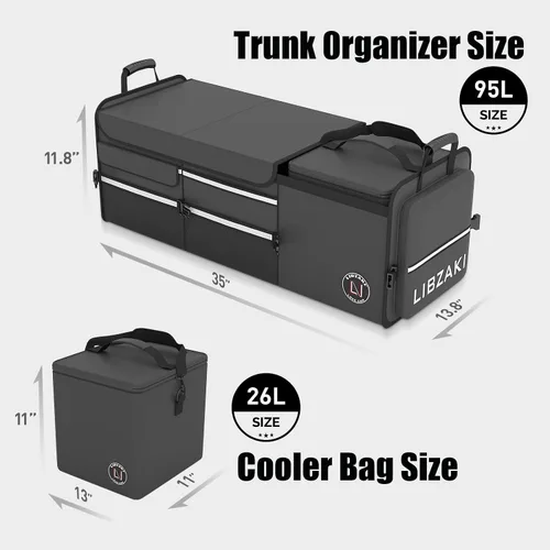 Miniatura 6 de LIBZAKI - Organizador de almacenamiento para maletero de automóvil, caja de almacenamiento plegable para auto, camión, SUV, color negro