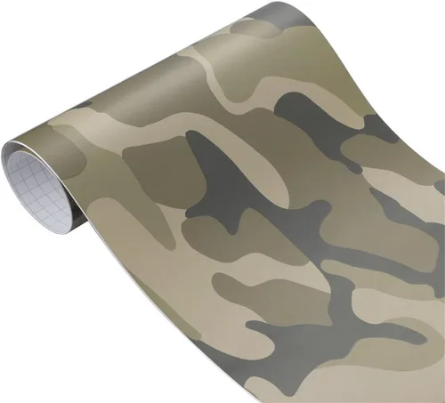 Miniatura 11 de Queenbox Rollo de vinilo autoadhesivo para automóvil, diseño de camuflaje militar, 11.8 x 39.4 in, hecho a mano, amarillo militar