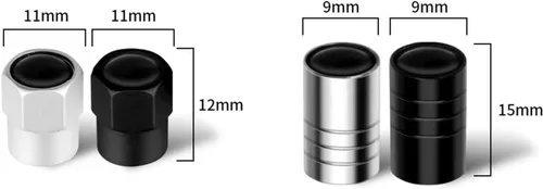 Miniatura 2 de 4 tapas de metal para válvulas de neumáticos de automóvil, accesorios compatibles con (negro largo)
