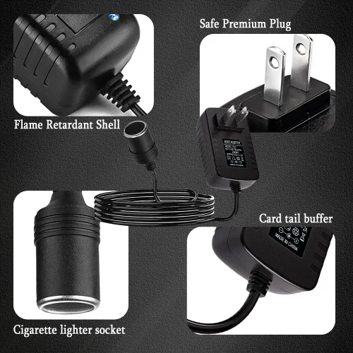 Miniatura 3 de Convertidor de CA a CC, adaptador de encendedor de cigarrillos, 100-240V a 12V 2A 24W enchufe de encendedor de cigarrillos de automóvil, adaptador