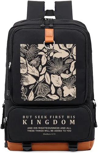 Miniatura 12 de DIOMMELL Jesus Loves You - Mochila de lona con capacidad para computadora portátil, mochila de viaje Negro