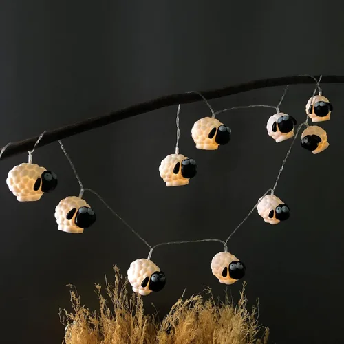Miniatura 12 de Guirnalda de luces de oveja de 5.4 pies, 10 LED, adornos novedosos de cabras, luces de hadas de cordero alimentadas por pilas para decoración