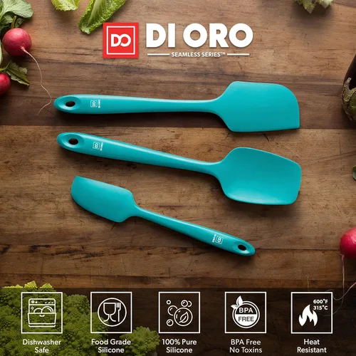 Miniatura 3 de DI ORO Juego de espátulas de silicona – Espátulas de cocina de goma para hornear, cocinar y mezclar – Resistente al calor a 600 °F y libre de BPA
