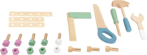 Miniatura 2 de Small Foot - Banco de trabajo compacto de madera - Juego de banco de herramientas en tema nórdico - Juego de más de 21 piezas incluye martillo