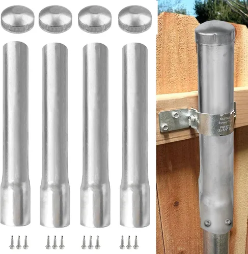 Miniatura 7 de Paquete de 2 extensores de poste de metal de diámetro exterior de 2-3/8 pulgadas, altura de extensión de poste de valla de 12 pulgadas, acero