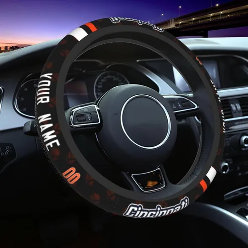 Miniatura 9 de Cleveland - Fundas personalizadas para volante de fútbol, con nombre y número, antideslizantes y absorbentes de sudor, accesorios para automóviles