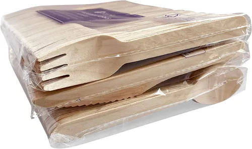 Miniatura 5 de KingSeal - 100 tenedores desechables de madera de abedul, biodegradables y respetuosos con el medio ambiente, certificado FSC, 6 pulgadas