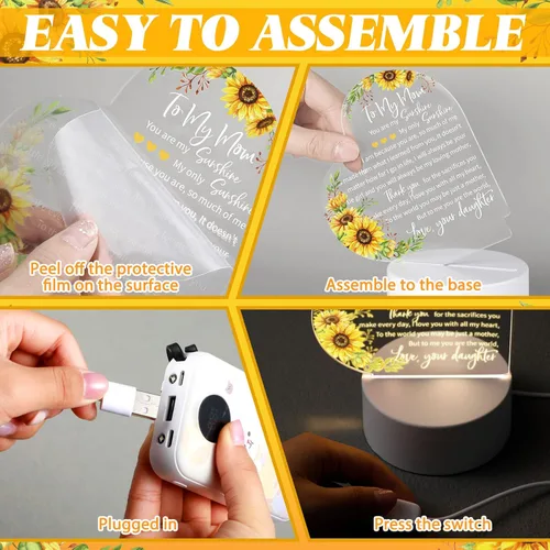 Miniatura 4 de Jetec Regalos de cumpleaños para el día de la madre de parte de hija, hijo, Navidad, regalo de agradecimiento para mamá, girasol, grabado, lámparas