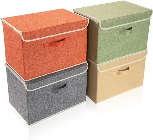 Miniatura 9 de Organizador de Cubos de Almacenamiento Contenedor 10.5" x 10.5" x 11" Cajas Grandes Canasta de Tela con Asas para Organizar Estantes Armario Ropa
