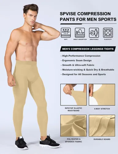 Miniatura 4 de SPVISE Pantalones de compresión para hombre, leggings para deportes, gimnasio, mallas atléticas frescas y secas, capa base para correr, fútbol