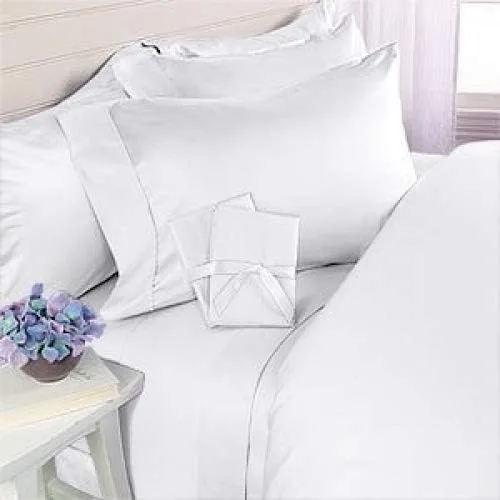 Miniatura 20 de Elegance Linen Juego de funda de edredón de 3 piezas de calidad egipcia de 1800 hilos, resistente a las arrugas, ultra suave, lujoso, sólido, Blanco