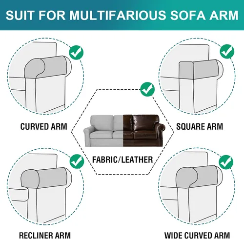 Miniatura 5 de Turquoize Fundas impermeables para reposabrazos de sillas y sofás, 2 unidades, protectores de brazo para sofá con bolsillo lateral, protector