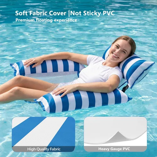 Miniatura 4 de Jasonwell Flotadores inflables para piscina para adultos – Flotadores de tela para piscina, silla flotante para lago, playa, tumbona flotante