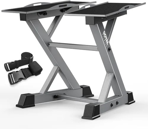 Miniatura 8 de Estante Ajustable para Mancuernas Estante de Pesas Resistente, Soporte de Almacenamiento de Mancuernas para Gimnasio en Casa con Base 2-Negro