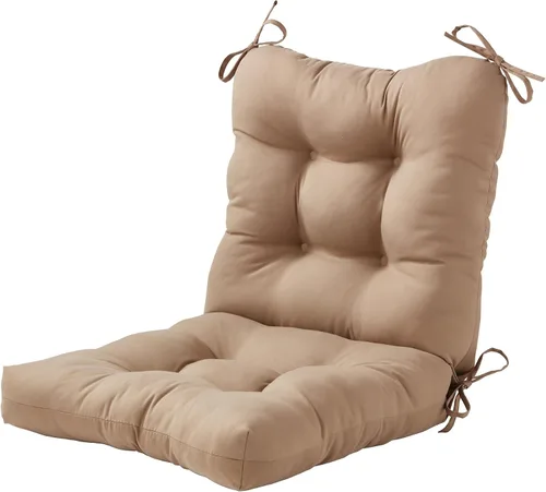 Miniatura 61 de Cojines para silla de exterior con bisagras, diseño de una sola pieza, cojín reversible para asiento y respaldo de patio con lazos, tela