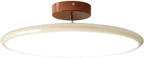 Miniatura 4 de Round Semi Flush Mount Ceiling Light Retro Adjustable Three Color Temperature Eye Protection Indoor Lamp for Bedroom Office Kitchen Living Yellow