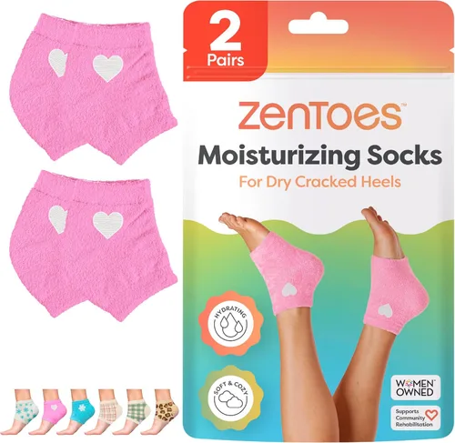 Miniatura 17 de ZenToes Calcetines hidratantes para el tratamiento de talones agrietados, vitamina E, aceite de oliva y aceite de jojoba, calcetines de talón