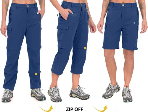 Miniatura 5 de Little Donkey Andy Pantalones convertibles elásticos para mujer, pantalones de senderismo de secado rápido con cremallera