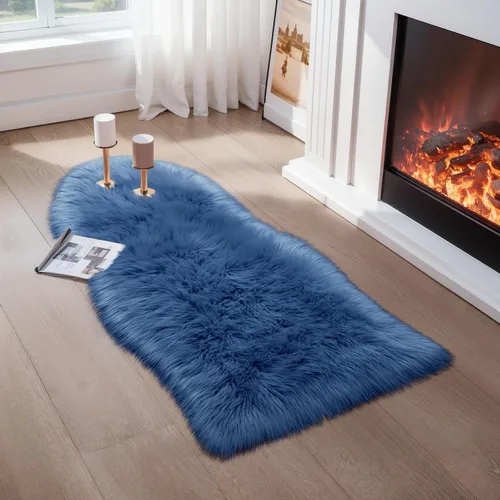 Miniatura 11 de Ciicool Alfombras de Piel de Oveja Sintética Suaves Alfombra de Piel Sintética Suave Beige Alfombra Esponjosa Funda para Silla y Sofá Alfombra