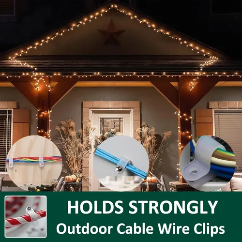 Miniatura 3 de Paquete de 50 clips para luz de cuerda de 1/2 pulgada, clips para cable y alambre con abrazadera, clips de montaje estilo P con tornillos de acero
