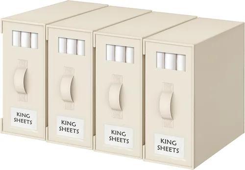Criusia Organizadores y Almacenamiento de Sábanas, Paquete de 4 Organizadores Plegables para Armario de Ropa Blanca – Soporte de Ropa de Cama para