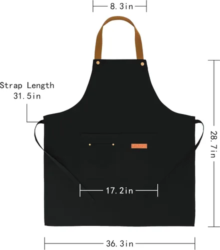 Miniatura 3 de 3Pack Chef Apron, Waterproof Apron, Adjustable Apron with 2 Pockets for Men Women, Apron for Cooking Baking Restaurant Negro
