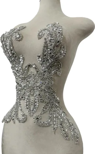 Miniatura 3 de Accesorios de apliques de encaje de diamantes de imitación hechos a mano puros cuentas de costura a mano piedras parches para vestido de novia