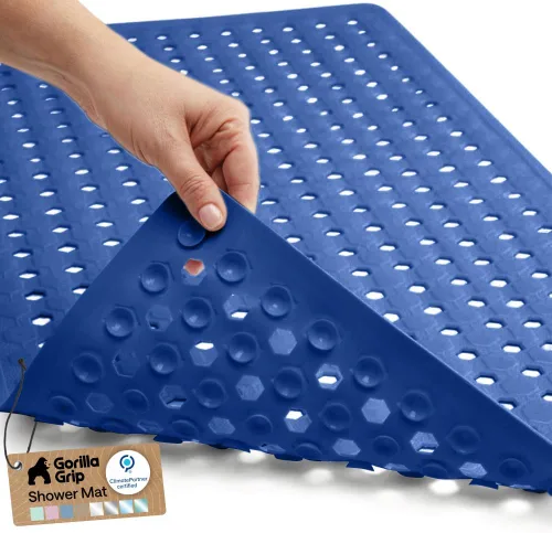 Miniatura 26 de GORILLA GRIP Alfombrilla para bañera patentada, lavable a máquina, con ventosas y orificios de drenaje para mantener las bañeras limpias, suave