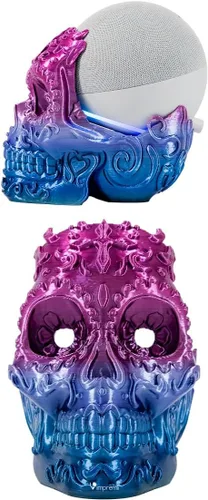 Miniatura 7 de impremli Base para Alexa Echo Dot 4G y 5G tipo calavera ornamental (blanco granito)
