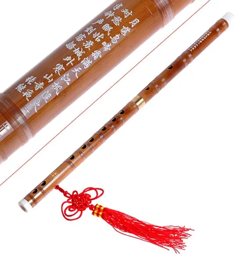 Miniatura 2 de Instrumento musical chino hecho a mano tradicional flauta de bambú Dizi en clave D 1 unids