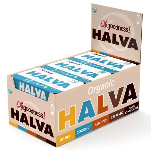 Miniatura 14 de OhGoodness! Halva de miel orgánica, paquete de 3, solo dos ingredientes simples, aperitivo y postre para derretir en la boca, golosina endulzada