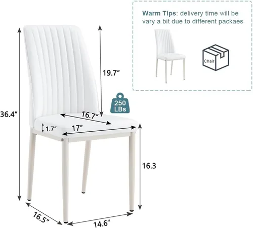 Miniatura 2 de Juego de 4 sillas de comedor modernas, de piel sintética, con patas de metal, para comedor, oficina, sala de espera (juego de 4, color blanco)