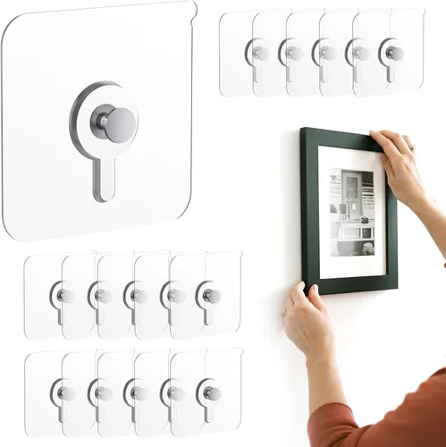 Miniatura 10 de 12 ganchos para colgar fotos sin clavos, carga de 20 libras, ganchos para colgar fotos, ganchos adhesivos impermeables para baño, cocina, ganchos