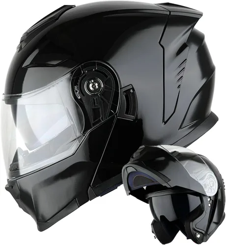 Miniatura 16 de 1Storm Casco modular de motocicleta para calle con doble visera abatible, protección solar de cara completa HJK920