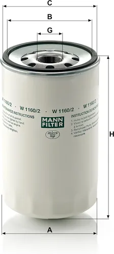 Miniatura 2 de MANN-FILTER W 1160/2 Filtro de aceite - Vehículos industriales + autobús