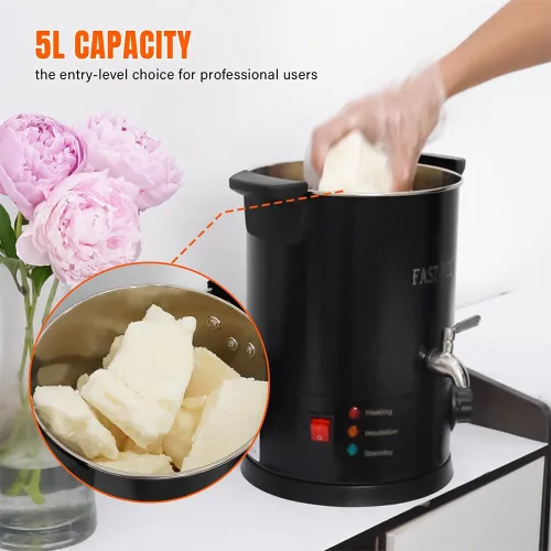 Miniatura 2 de FAST MELT Derretidor de cera de 5 litros para hacer velas, olla eléctrica de cera con boquilla fácil de verter y control de temperatura