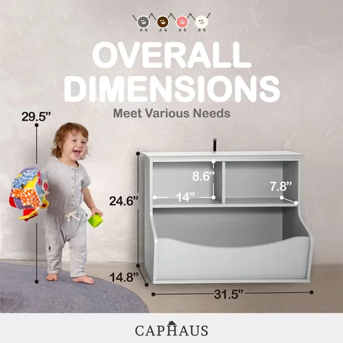 Miniatura 2 de CAPHAUS Organizador de almacenamiento de juguetes para niños, cubo de almacenamiento abierto, gabinete multifuncional de almacenamiento de libros